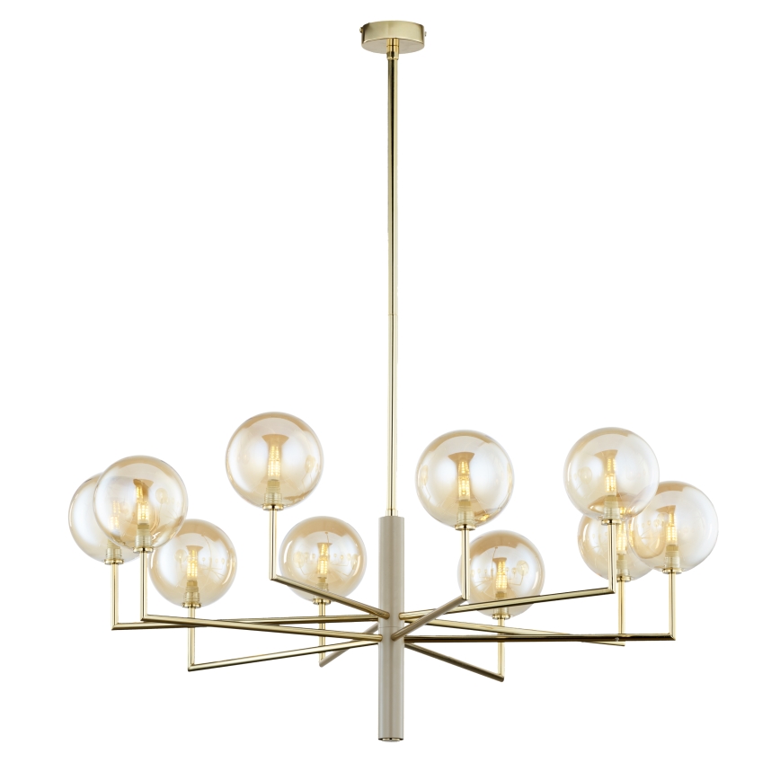 Jupiter 1977 - Lámpara colgante FEME 10xG9/10W/230V dorado/beige