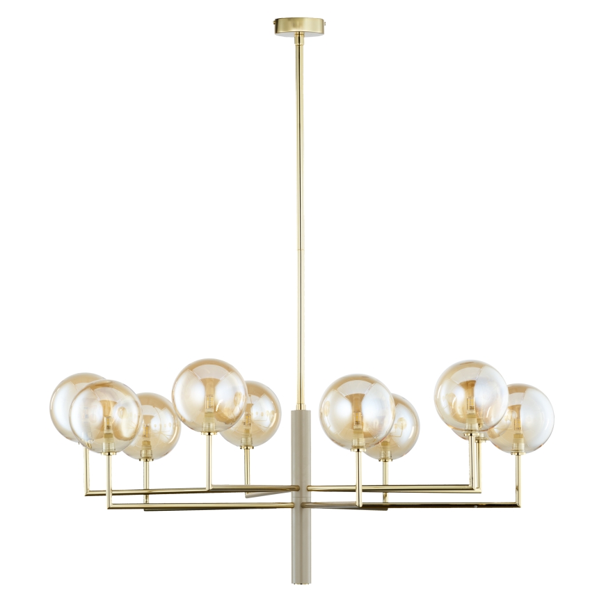 Jupiter 1977 - Lámpara colgante FEME 10xG9/10W/230V dorado/beige
