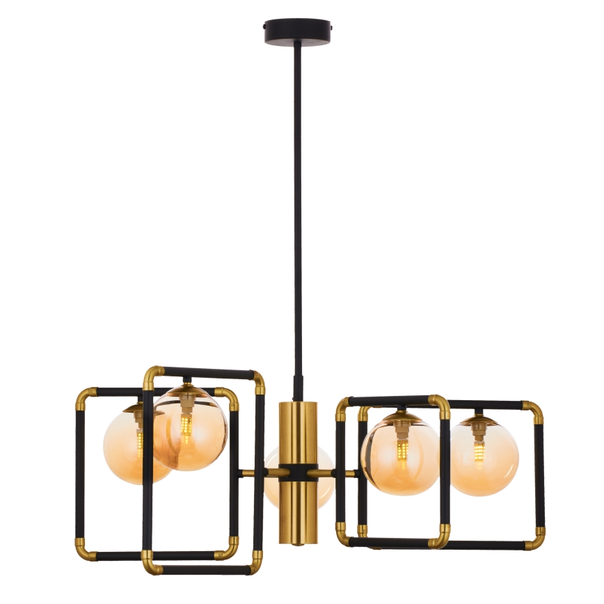 Jupiter 1984 - Lámpara colgante IBRA 5xG9/10W/230V negro/dorado/beige