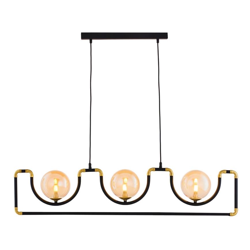 Jupiter 1989 - Lámpara de araña HANZA 3xG9/10W/230V negro/dorado/beige