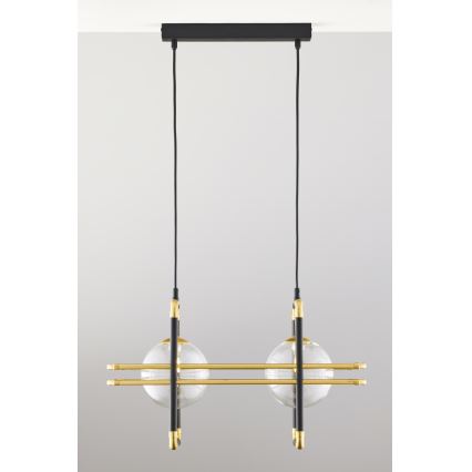 Jupiter 2029 - Lámpara colgante FIORI 2xG9/10W/230V negro/dorado/transparente