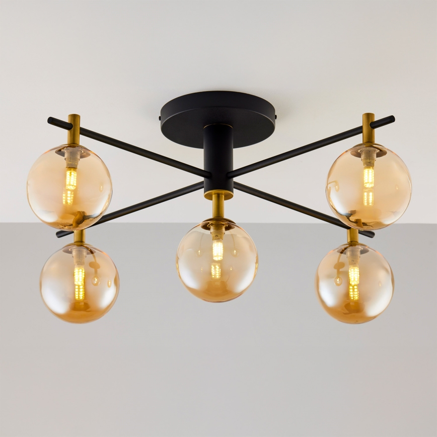 Jupiter 2032 - Lámpara de techo FIGARO 5xG9/10W/230V negro/dorado/beige