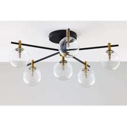 Jupiter 2036 - Lámpara de techo FIGARO 6xG9/10W/230V negro/dorado/beige/transparente