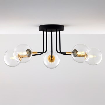 Jupiter 2040 - Lámpara colgante BURANO 5xG9/10W/230V negro/dorado/transparente