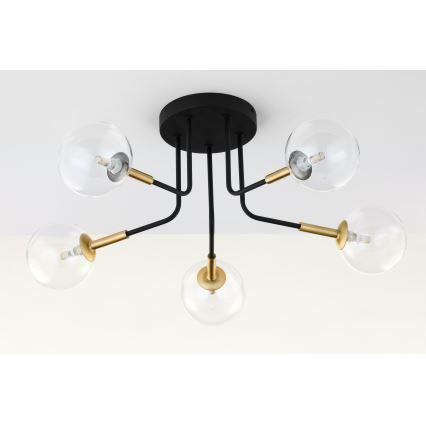 Jupiter 2040 - Lámpara colgante BURANO 5xG9/10W/230V negro/dorado/transparente