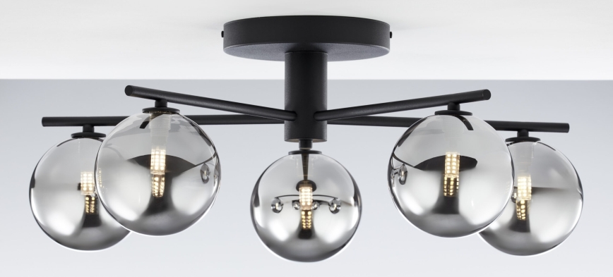 Jupiter 2048 - Lámpara de techo de montaje en superficie PRATO 5xG9/14W/230V negro/gris ahumado