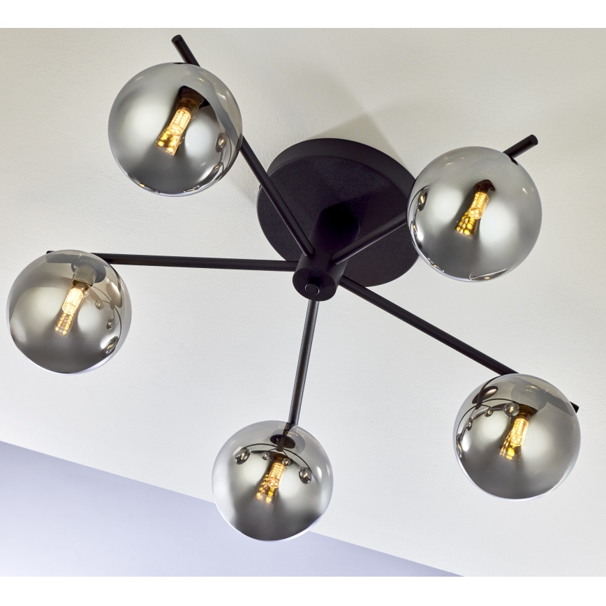 Jupiter 2048 - Lámpara de techo de montaje en superficie PRATO 5xG9/14W/230V negro/gris ahumado