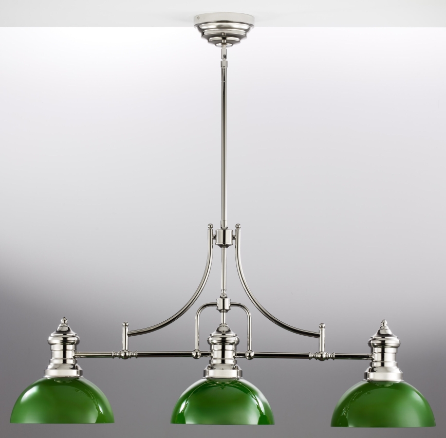Jupiter 2072 - Lámpara de techo con barra PLATINO 3xE27/15W/230V verde/cromo brillante