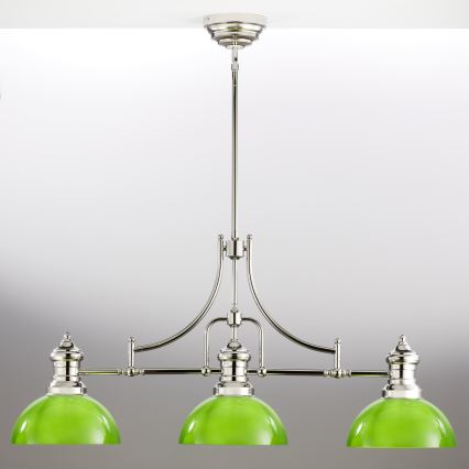Jupiter 2072 - Lámpara de techo con barra PLATINO 3xE27/15W/230V verde/cromo brillante