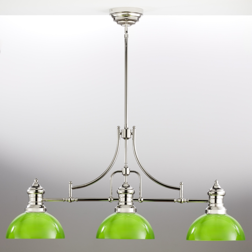 Jupiter 2072 - Lámpara de techo con barra PLATINO 3xE27/15W/230V verde/cromo brillante