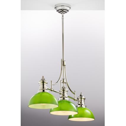 Jupiter 2072 - Lámpara de techo con barra PLATINO 3xE27/15W/230V verde/cromo brillante