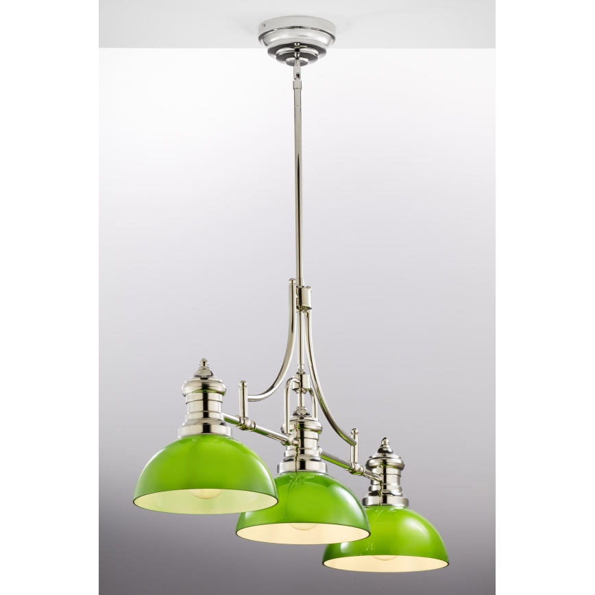 Jupiter 2072 - Lámpara de techo con barra PLATINO 3xE27/15W/230V verde/cromo brillante