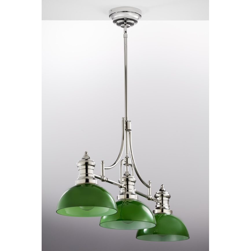 Jupiter 2072 - Lámpara de techo con barra PLATINO 3xE27/15W/230V verde/cromo brillante