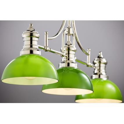 Jupiter 2072 - Lámpara de techo con barra PLATINO 3xE27/15W/230V verde/cromo brillante