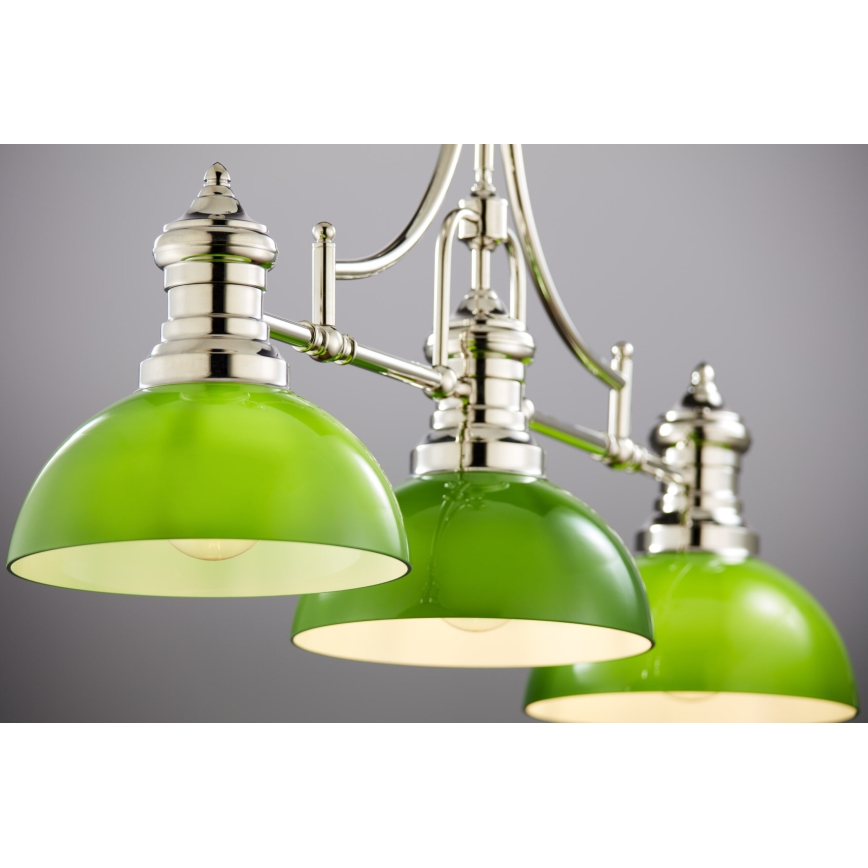 Jupiter 2072 - Lámpara de techo con barra PLATINO 3xE27/15W/230V verde/cromo brillante