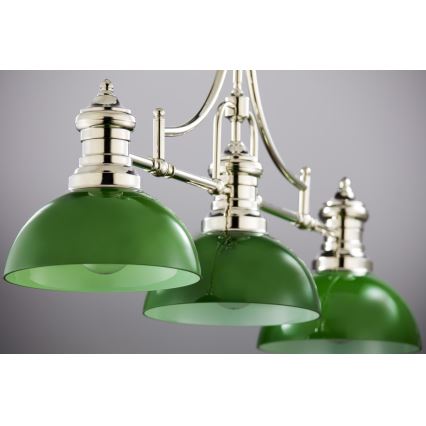 Jupiter 2072 - Lámpara de techo con barra PLATINO 3xE27/15W/230V verde/cromo brillante