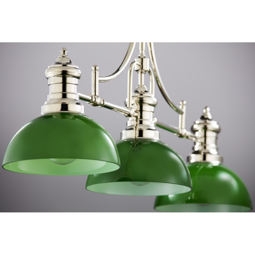 Jupiter 2072 - Lámpara de techo con barra PLATINO 3xE27/15W/230V verde/cromo brillante