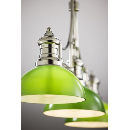 Jupiter 2072 - Lámpara de techo con barra PLATINO 3xE27/15W/230V verde/cromo brillante