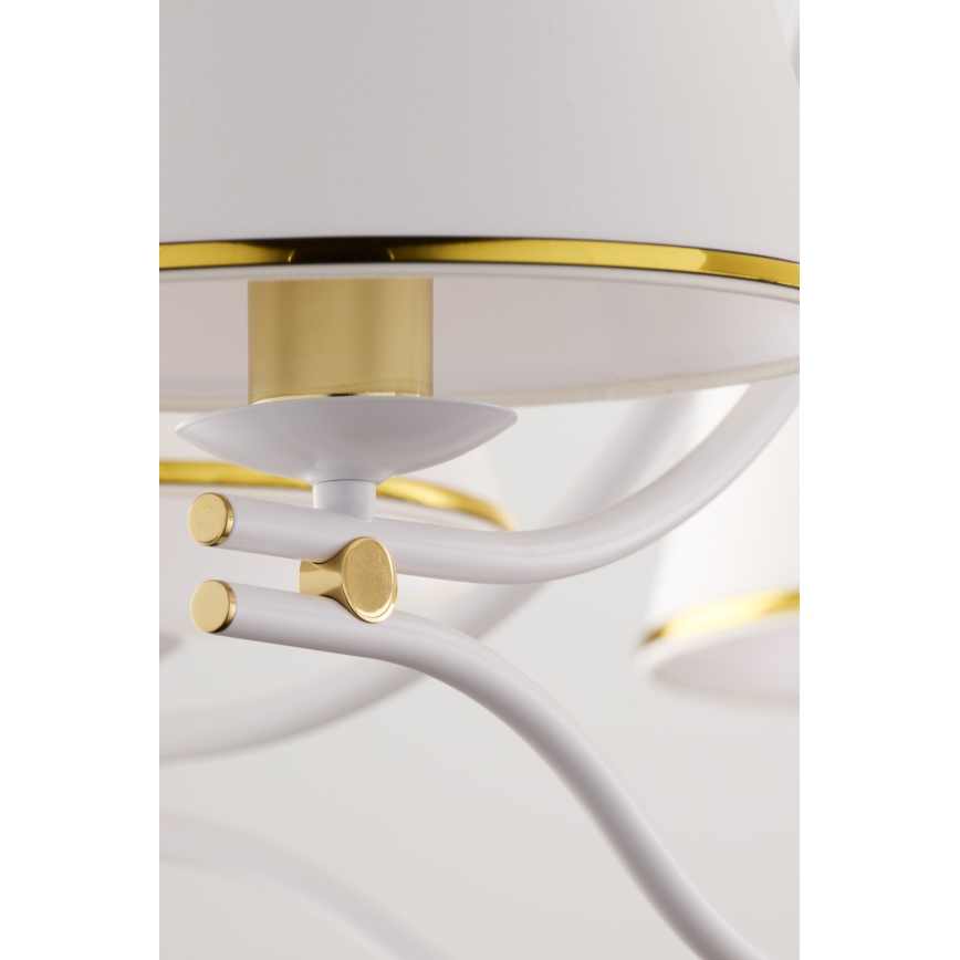 Jupiter 2084 - Lámpara colgante con cadena SAMBA 5xE27/15W/230V blanco/dorado