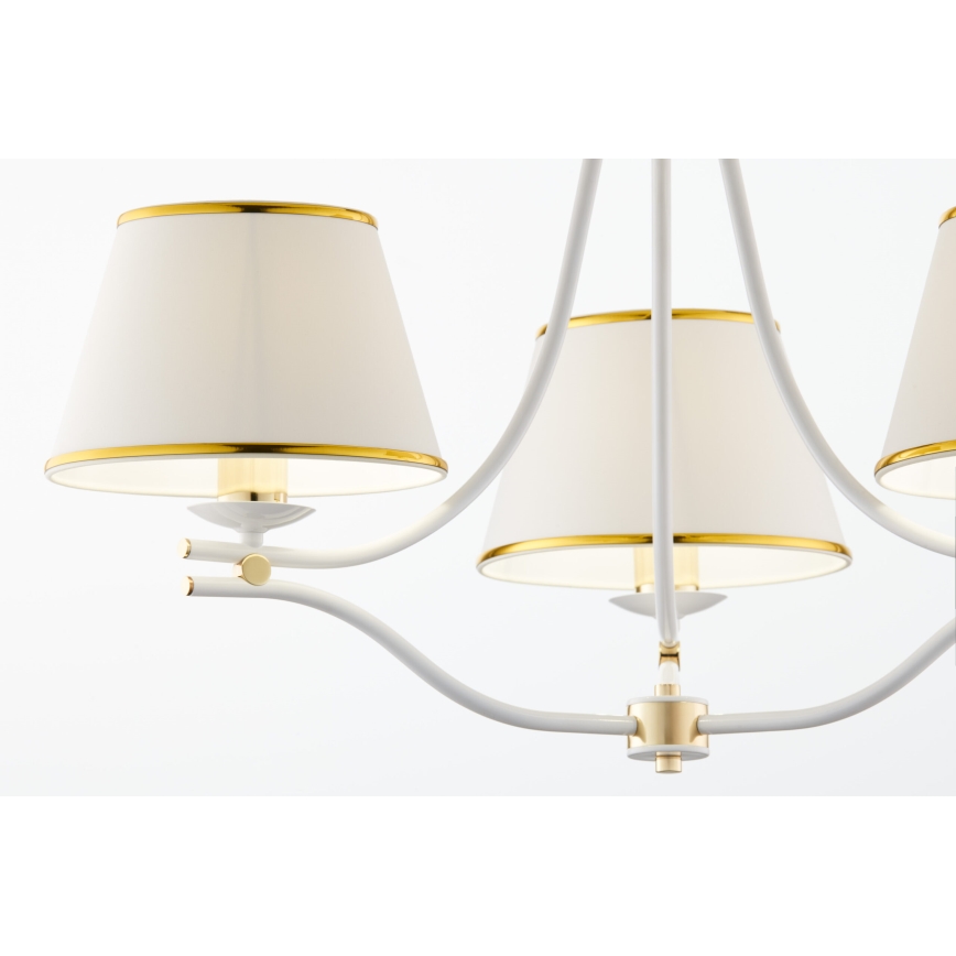 Jupiter 2085 - Lámpara colgante con cadena SAMBA 3xE27/15W/230V blanco/dorado