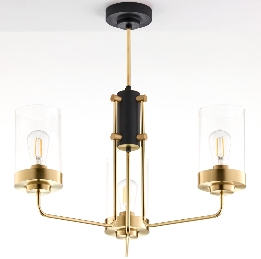 Jupiter 2087 - Lámpara de techo con varilla RAMIREZ 3xE27/15W/230V oro/negro