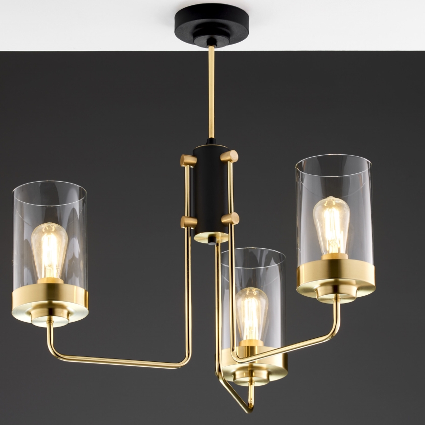 Jupiter 2087 - Lámpara de techo con varilla RAMIREZ 3xE27/15W/230V oro/negro