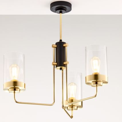 Jupiter 2087 - Lámpara de techo con varilla RAMIREZ 3xE27/15W/230V oro/negro