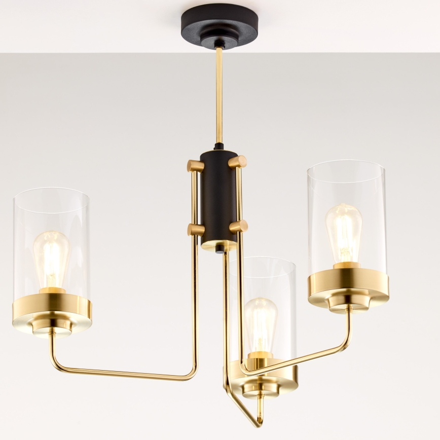 Jupiter 2087 - Lámpara de techo con varilla RAMIREZ 3xE27/15W/230V oro/negro