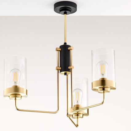 Jupiter 2087 - Lámpara de techo con varilla RAMIREZ 3xE27/15W/230V oro/negro