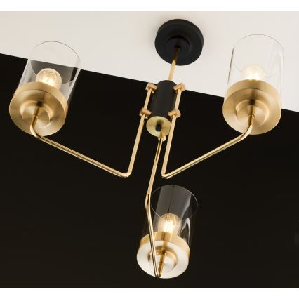 Jupiter 2087 - Lámpara de techo con varilla RAMIREZ 3xE27/15W/230V oro/negro