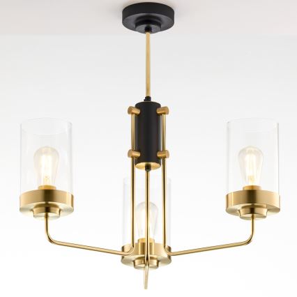 Jupiter 2087 - Lámpara de techo con varilla RAMIREZ 3xE27/15W/230V oro/negro