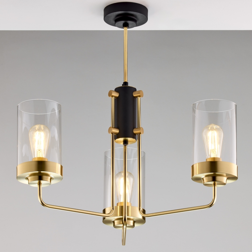 Jupiter 2087 - Lámpara de techo con varilla RAMIREZ 3xE27/15W/230V oro/negro