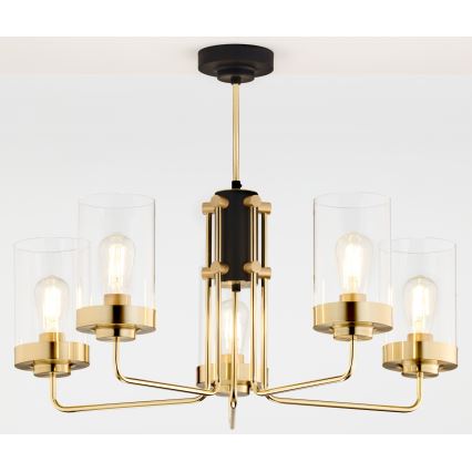 Jupiter 2088 - Lámpara de techo con barra RAMIREZ 5xE27/15W/230V dorada/negra