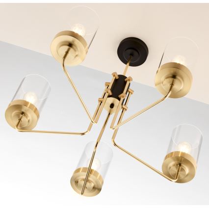 Jupiter 2088 - Lámpara de techo con barra RAMIREZ 5xE27/15W/230V dorada/negra