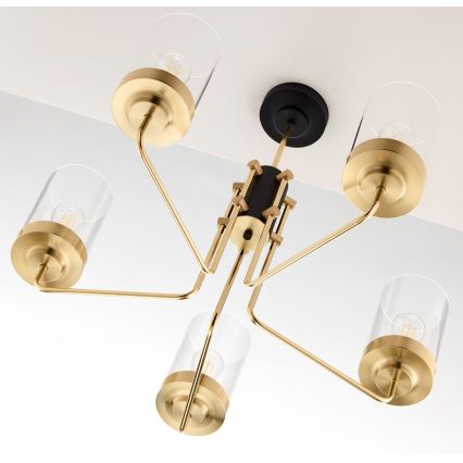 Jupiter 2088 - Lámpara de techo con barra RAMIREZ 5xE27/15W/230V dorada/negra