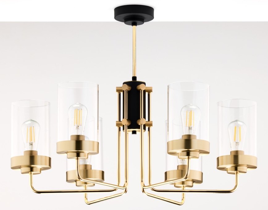 Jupiter 2089 - Lámpara colgante con varilla RAMIREZ 6xE27/15W/230V oro/negro