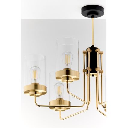 Jupiter 2089 - Lámpara colgante con varilla RAMIREZ 6xE27/15W/230V oro/negro