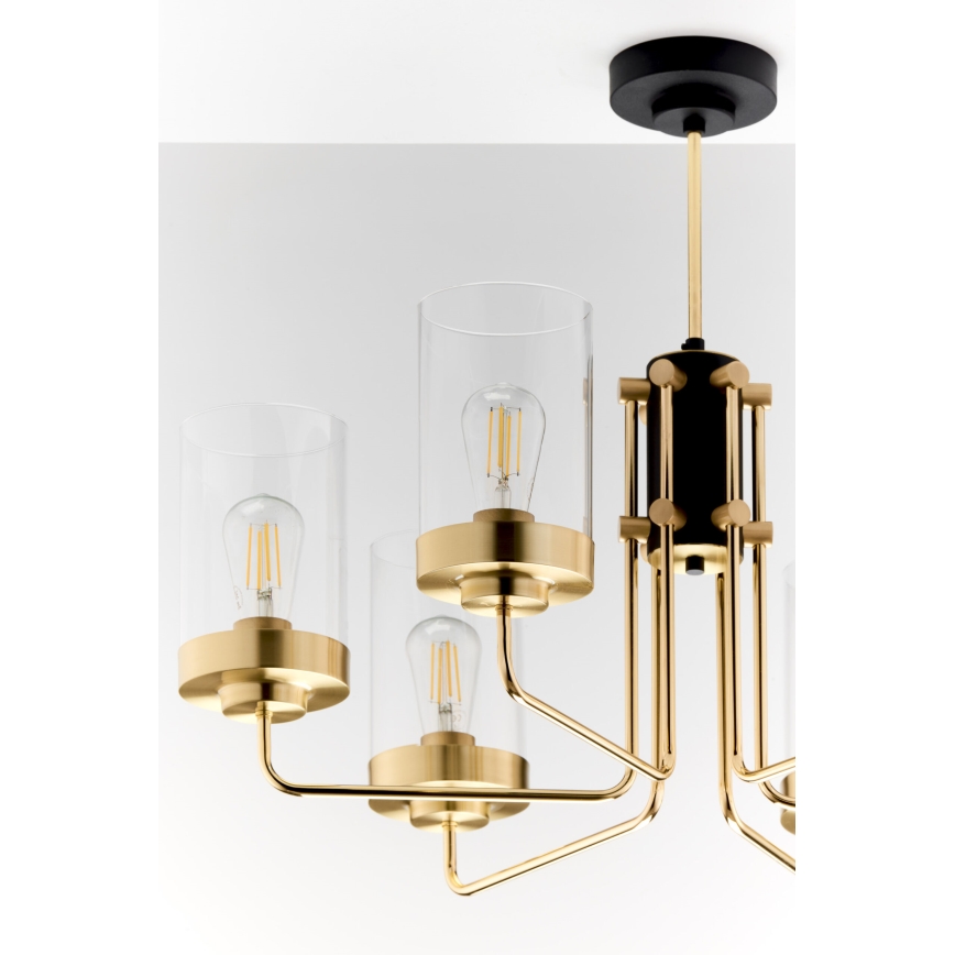 Jupiter 2089 - Lámpara colgante con varilla RAMIREZ 6xE27/15W/230V oro/negro