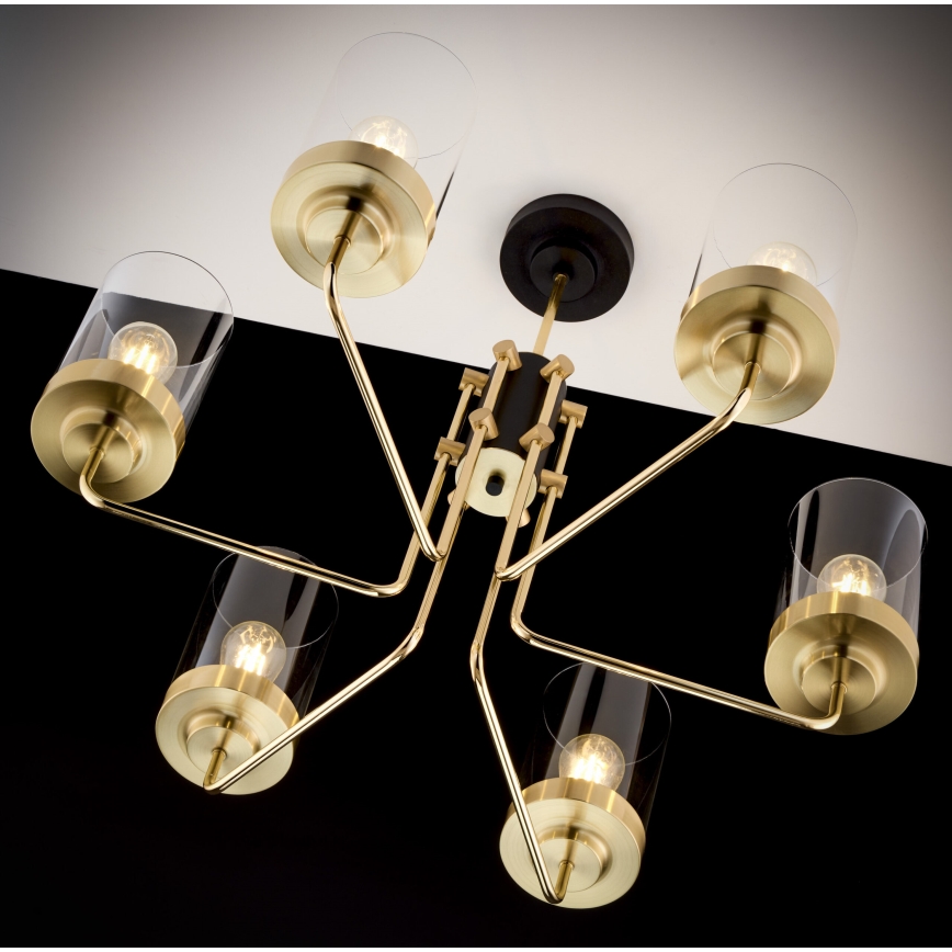 Jupiter 2089 - Lámpara colgante con varilla RAMIREZ 6xE27/15W/230V oro/negro