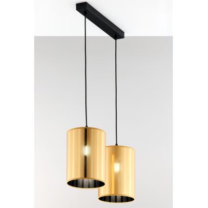 Jupiter 2091 - Lámpara colgante con cable CORTINA 2xE27/15W/230V dorado/negro