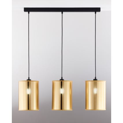 Jupiter 2092 - Lámpara colgante con cable CORTINA 3xE27/15W/230V dorado/negro