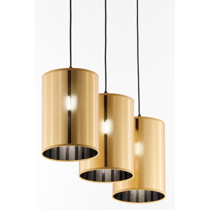 Jupiter 2092 - Lámpara colgante con cable CORTINA 3xE27/15W/230V dorado/negro