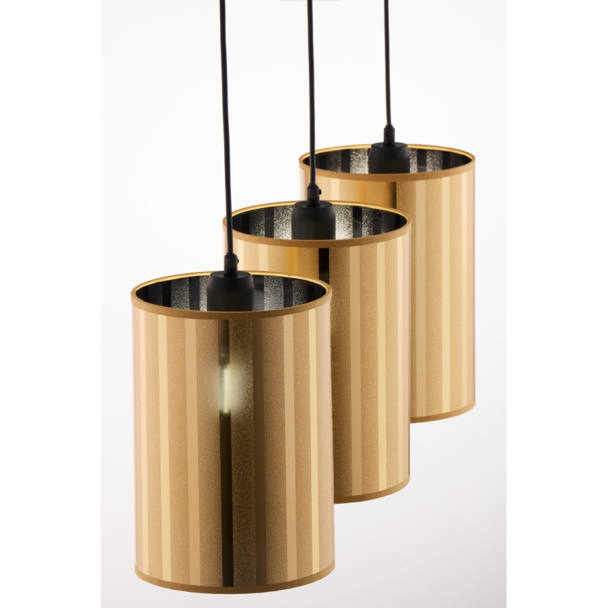 Jupiter 2092 - Lámpara colgante con cable CORTINA 3xE27/15W/230V dorado/negro