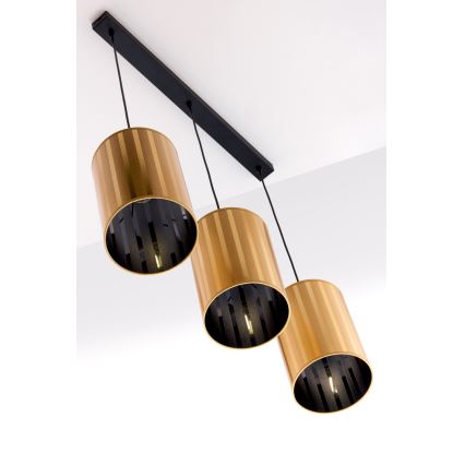 Jupiter 2092 - Lámpara colgante con cable CORTINA 3xE27/15W/230V dorado/negro