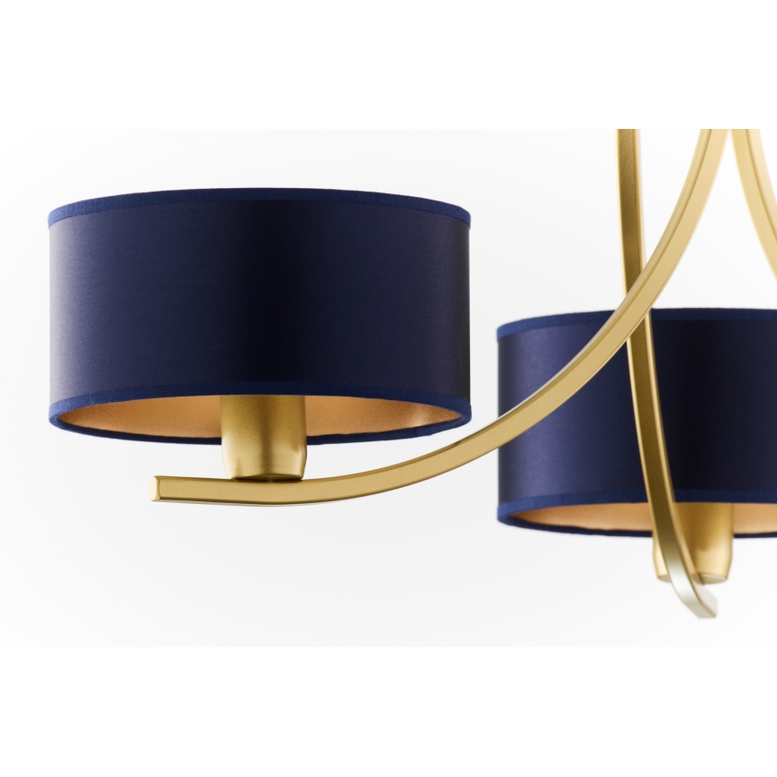 Jupiter 2093 - Lámpara colgante con cadena ARTHUR 3xE27/15W/230V azul/dorado