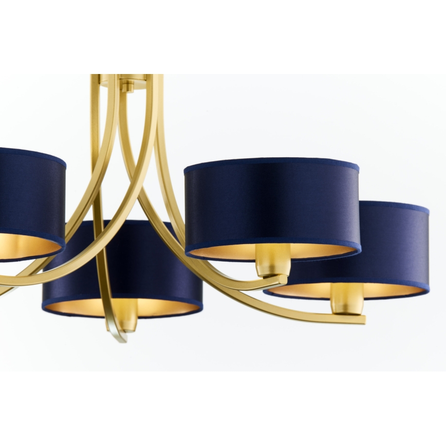 Jupiter 2094 - Lámpara colgante con cadena ARTHUR 5xE27/15W/230V azul/dorado