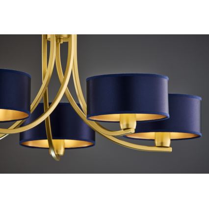 Jupiter 2094 - Lámpara colgante con cadena ARTHUR 5xE27/15W/230V azul/dorado
