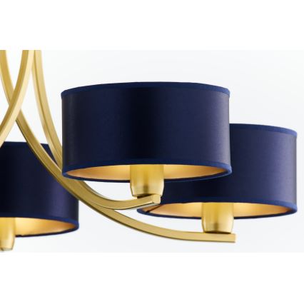 Jupiter 2094 - Lámpara colgante con cadena ARTHUR 5xE27/15W/230V azul/dorado