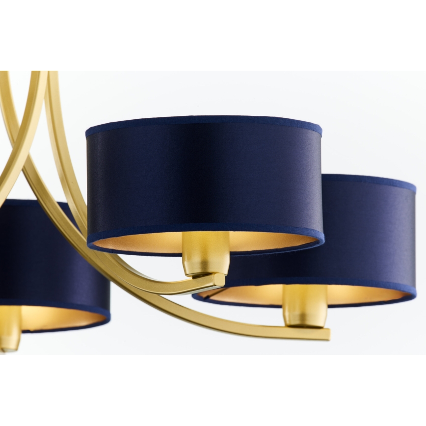 Jupiter 2094 - Lámpara colgante con cadena ARTHUR 5xE27/15W/230V azul/dorado