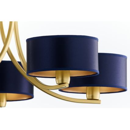 Jupiter 2094 - Lámpara colgante con cadena ARTHUR 5xE27/15W/230V azul/dorado